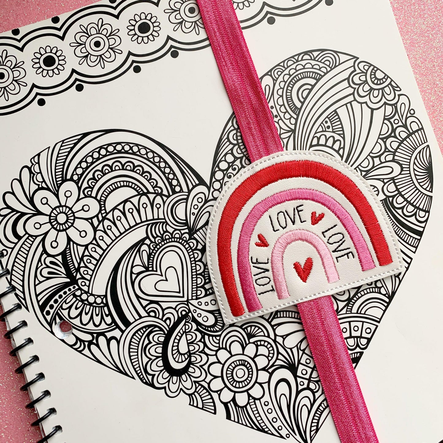 Boho Rainbow Love Book Band - Embroidery Design, Digital File
