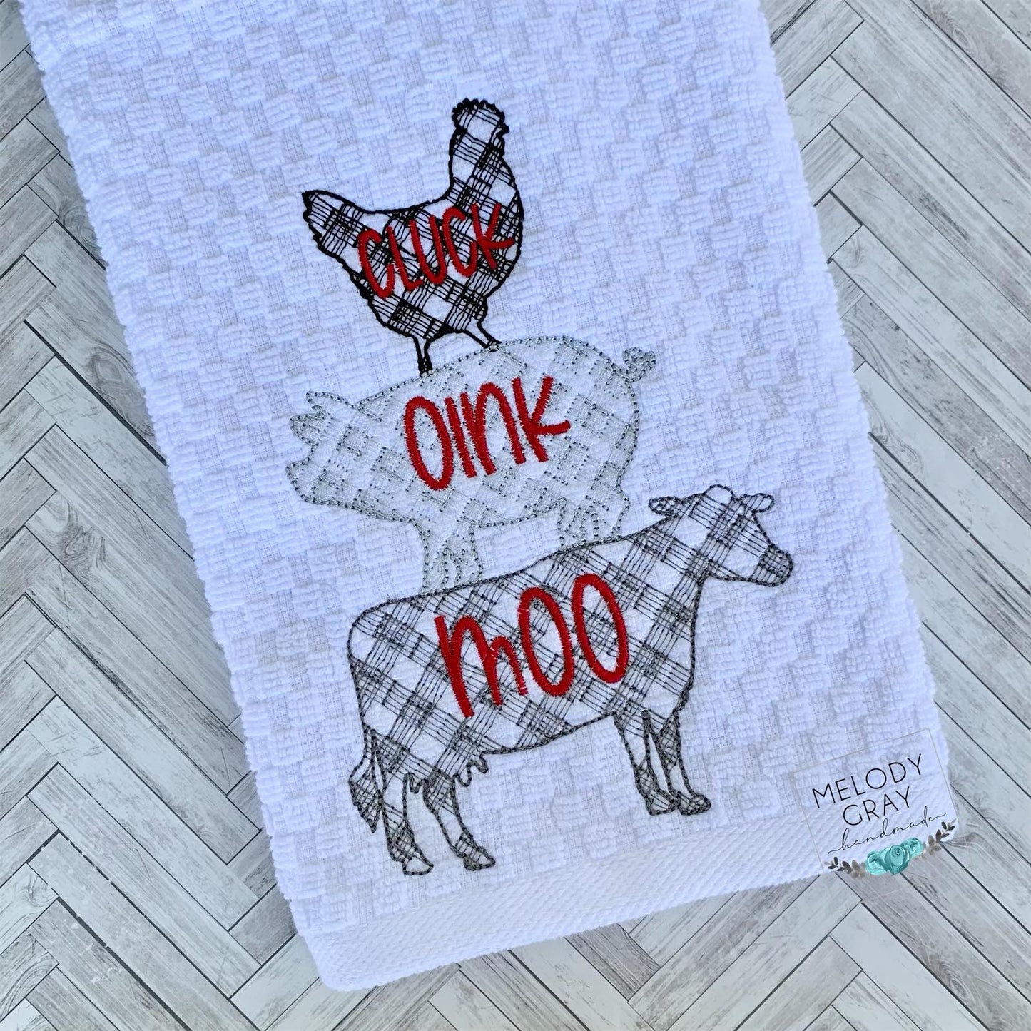 Cluck Oink Moo - 3 sizes- Digital Embroidery Design