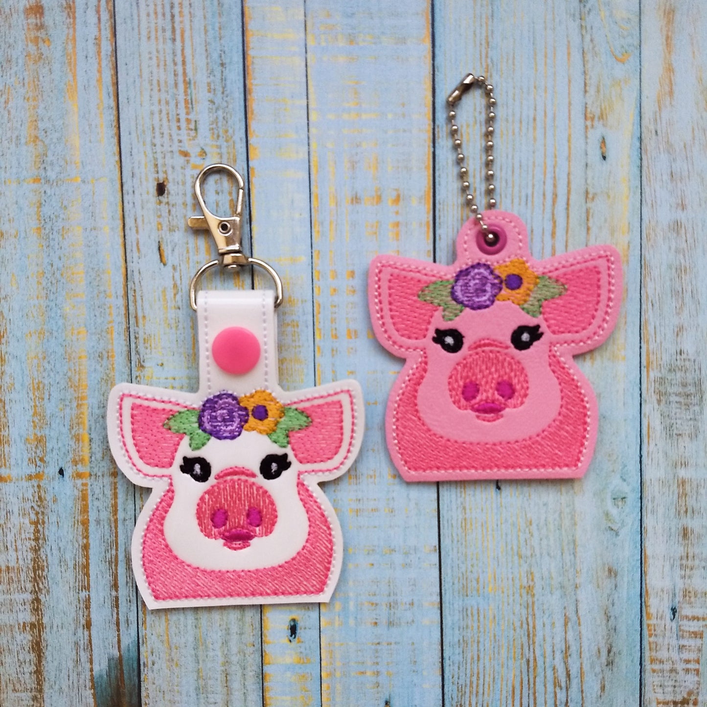 Floral Pig Fobs - DIGITAL Embroidery DESIGN