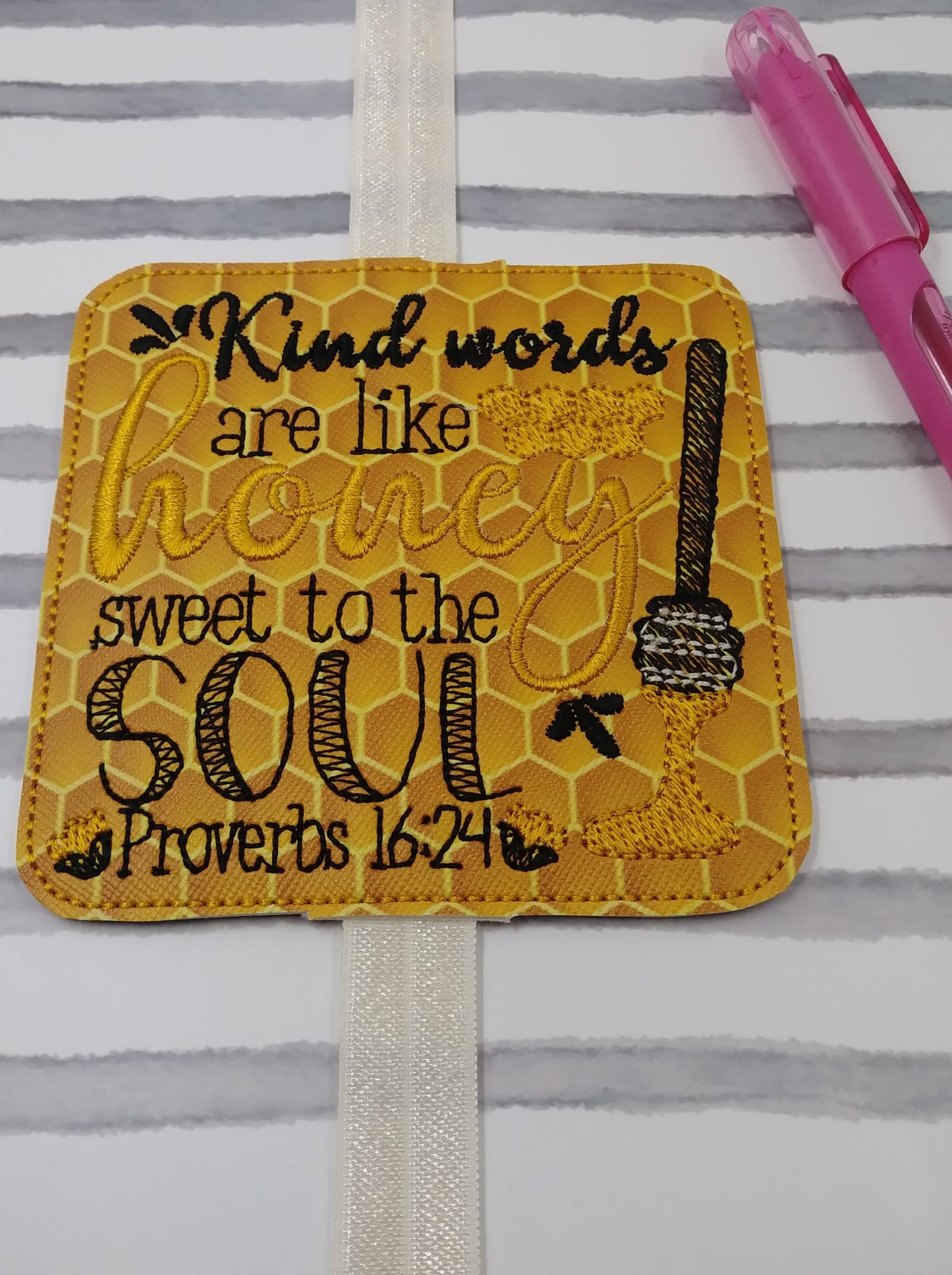 Kind words are like honey Book Band - Embroidery Design, Digital File