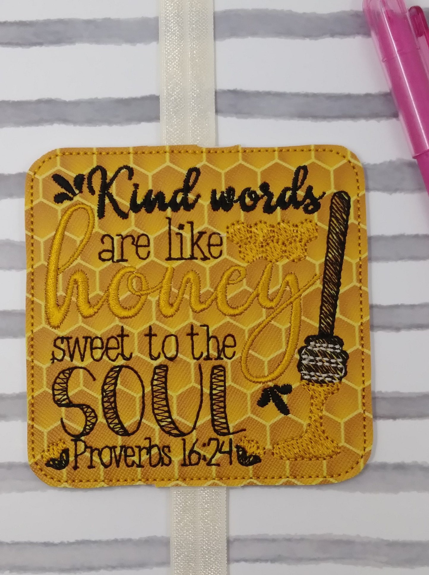 Kind words are like honey Book Band - Embroidery Design, Digital File