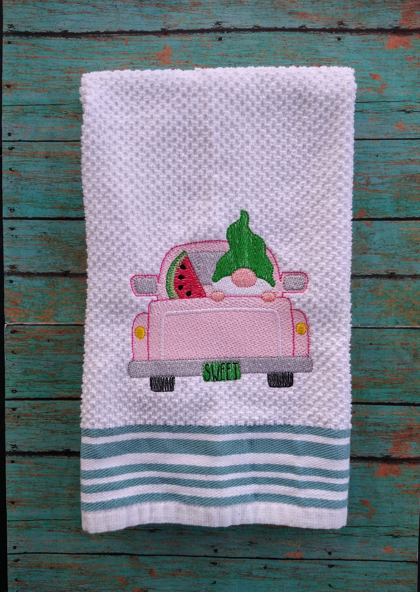 Gnome Watermelon Truck Sketch - 2 sizes- Digital Embroidery Design