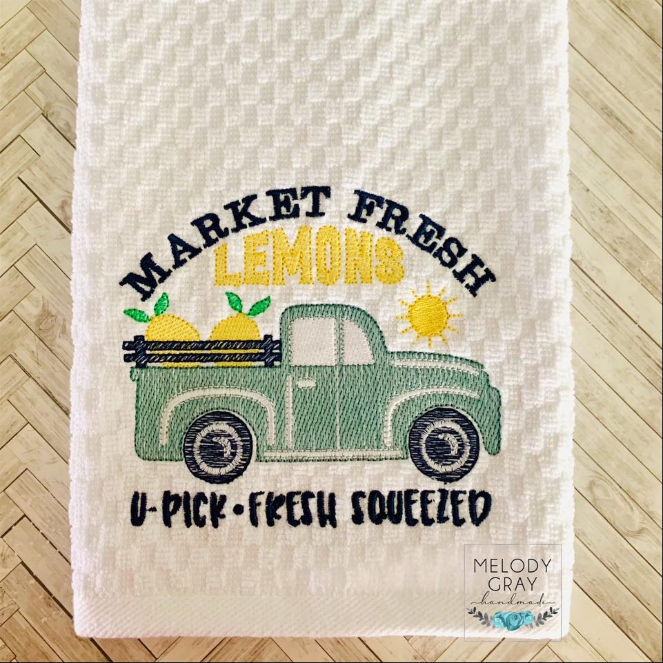 Market Fresh Lemons - 3 sizes- Digital Embroidery Design
