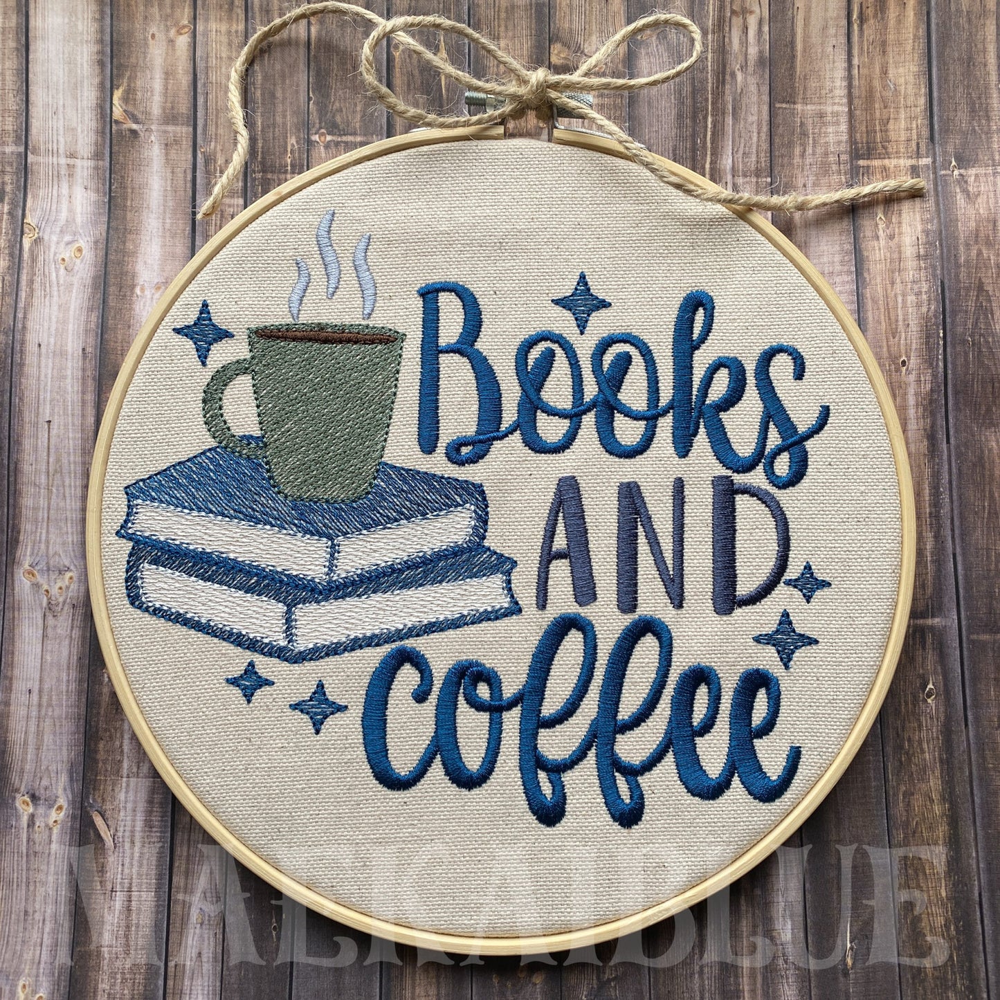 Books and Coffee - 3 sizes- Digital Embroidery Design