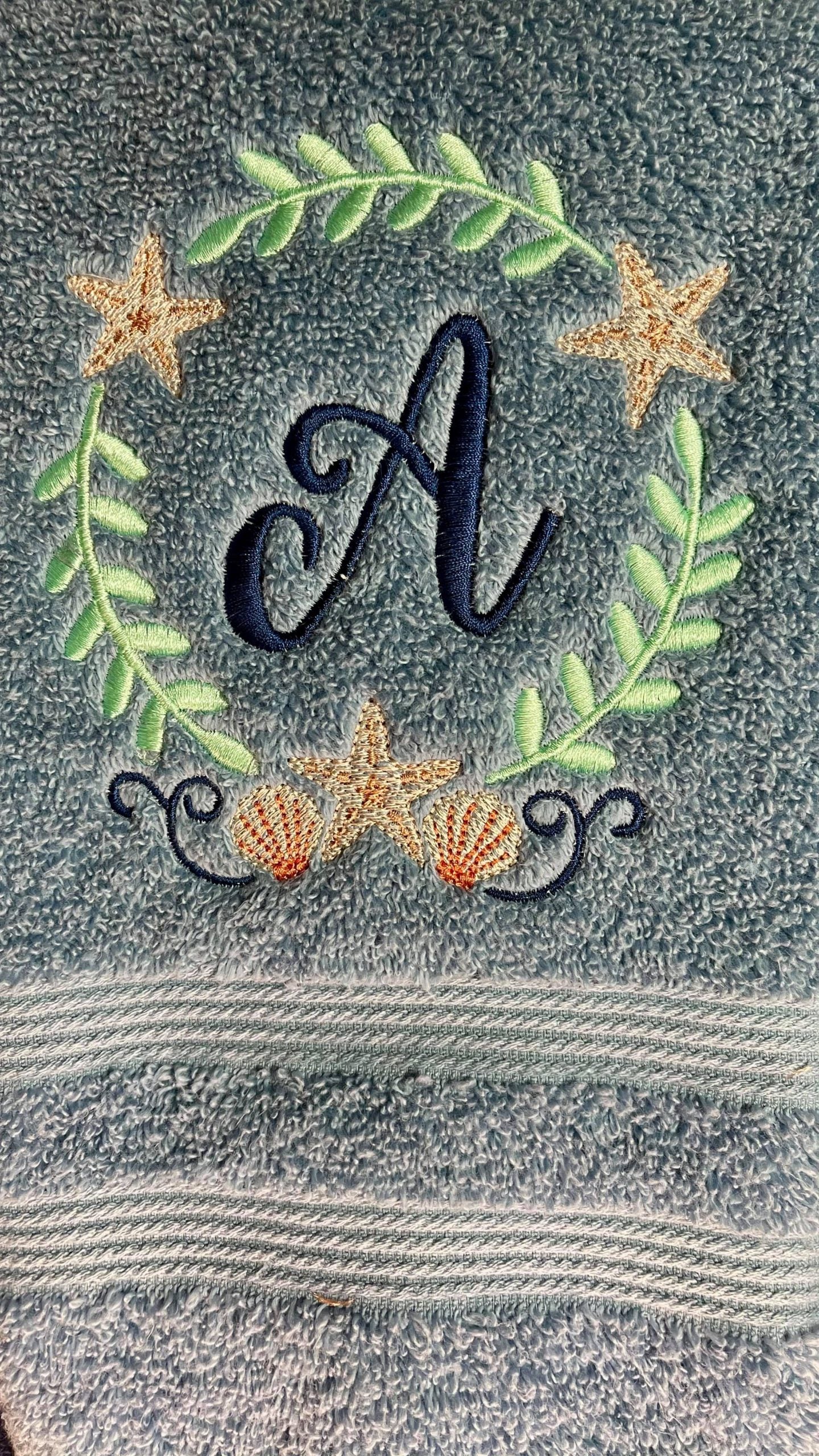 Starfish Monogram Frame - 4 sizes- Digital Embroidery Design