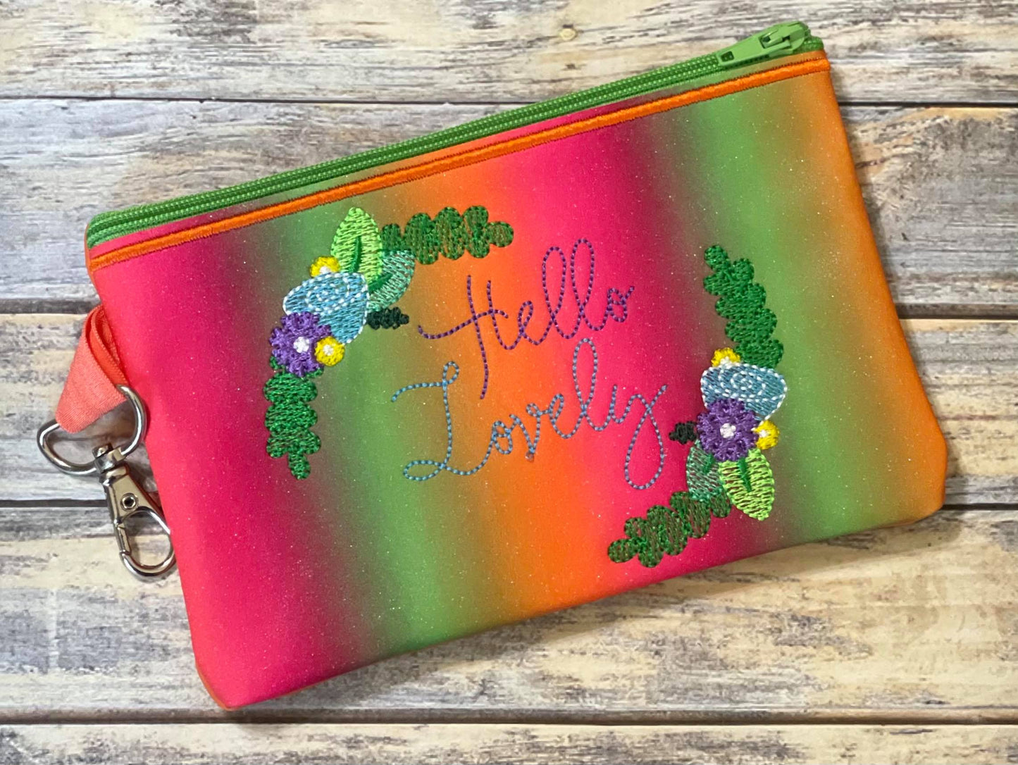 Hello Lovely Zipper Bag - 2 sizes - Digital Embroidery Design