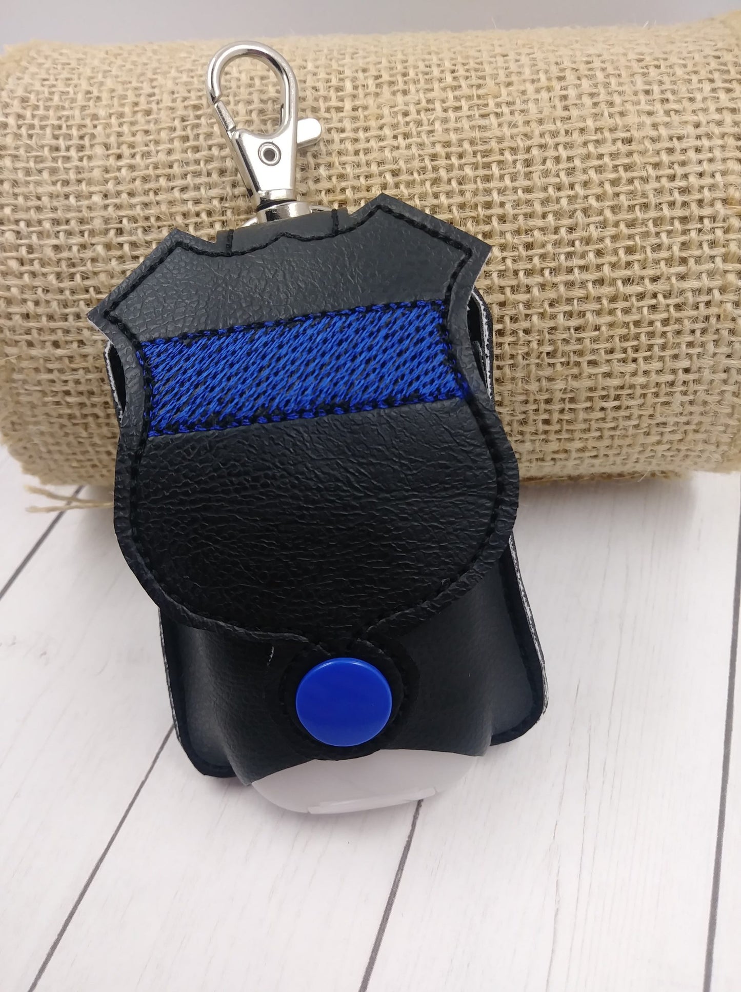 Blue Line Badge Applique Fold Over Sanitizer Holder 5x7- DIGITAL Embroidery DESIGN