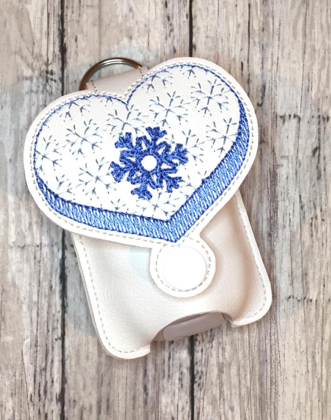 Ice Queen Heart Applique Fold Over Sanitizer Holder 5x7- DIGITAL Embroidery DESIGN
