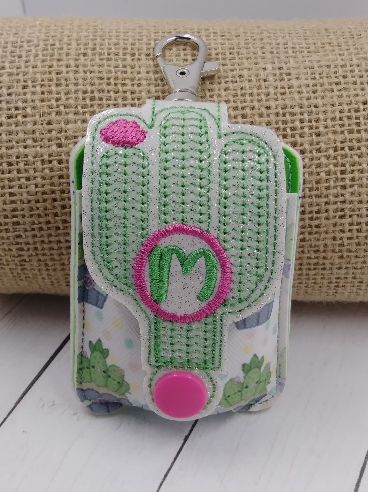 Cactus Monogram Applique Fold Over Sanitizer Holder 5x7- DIGITAL Embroidery DESIGN
