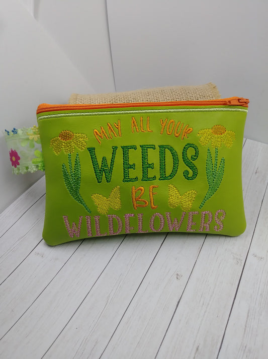 Weeds Be Wildflowers Zipper Bag - 2 sizes - Digital Embroidery Design
