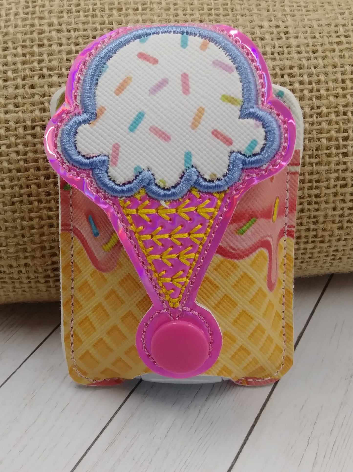 Ice Cream Applique Fold Over Sanitizer Holder 5x7- DIGITAL Embroidery DESIGN