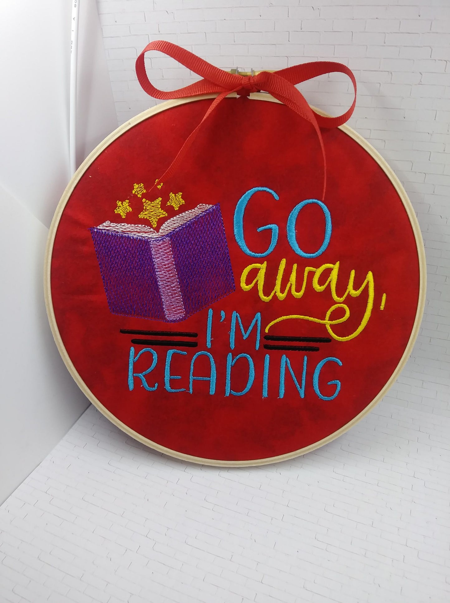 Go Away I'm Reading - 3 sizes- Digital Embroidery Design