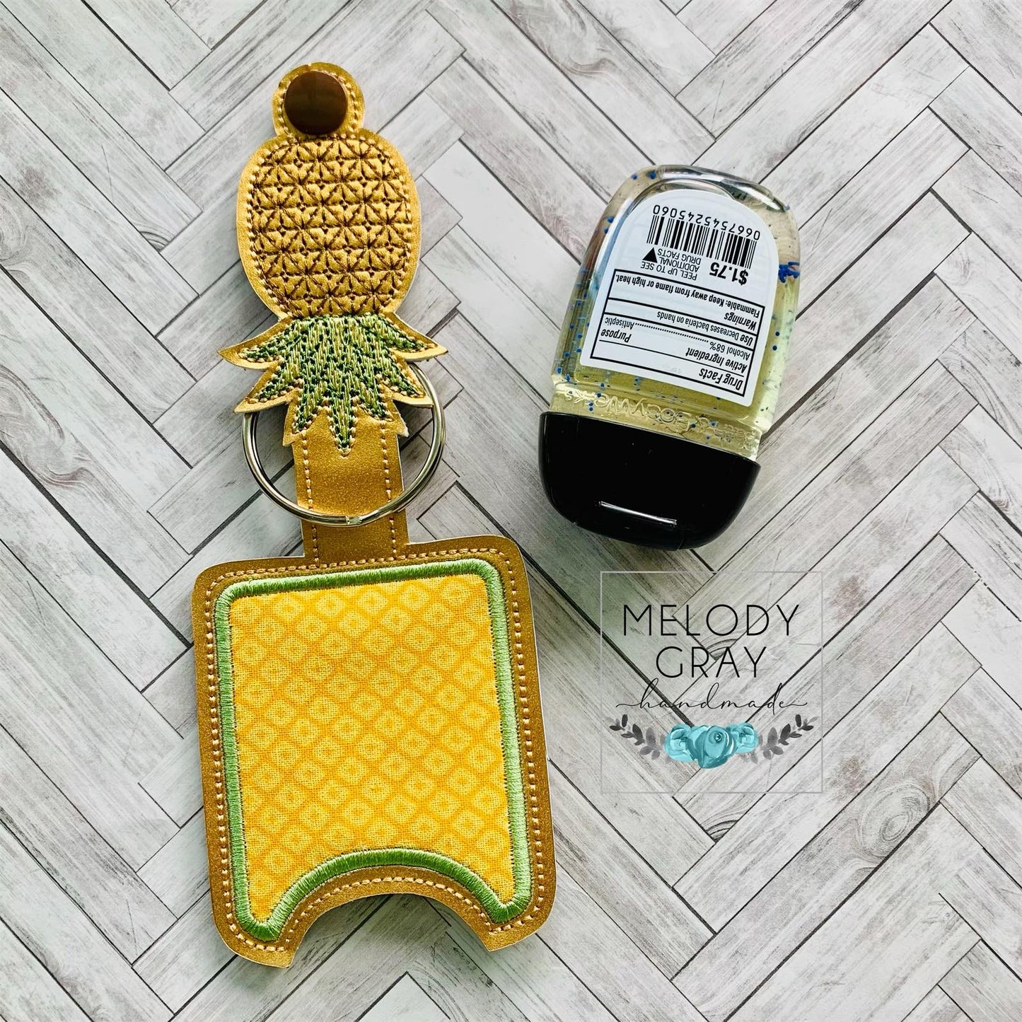 Pineapple Applique Fold Over Sanitizer Holder 5x7- DIGITAL Embroidery DESIGN