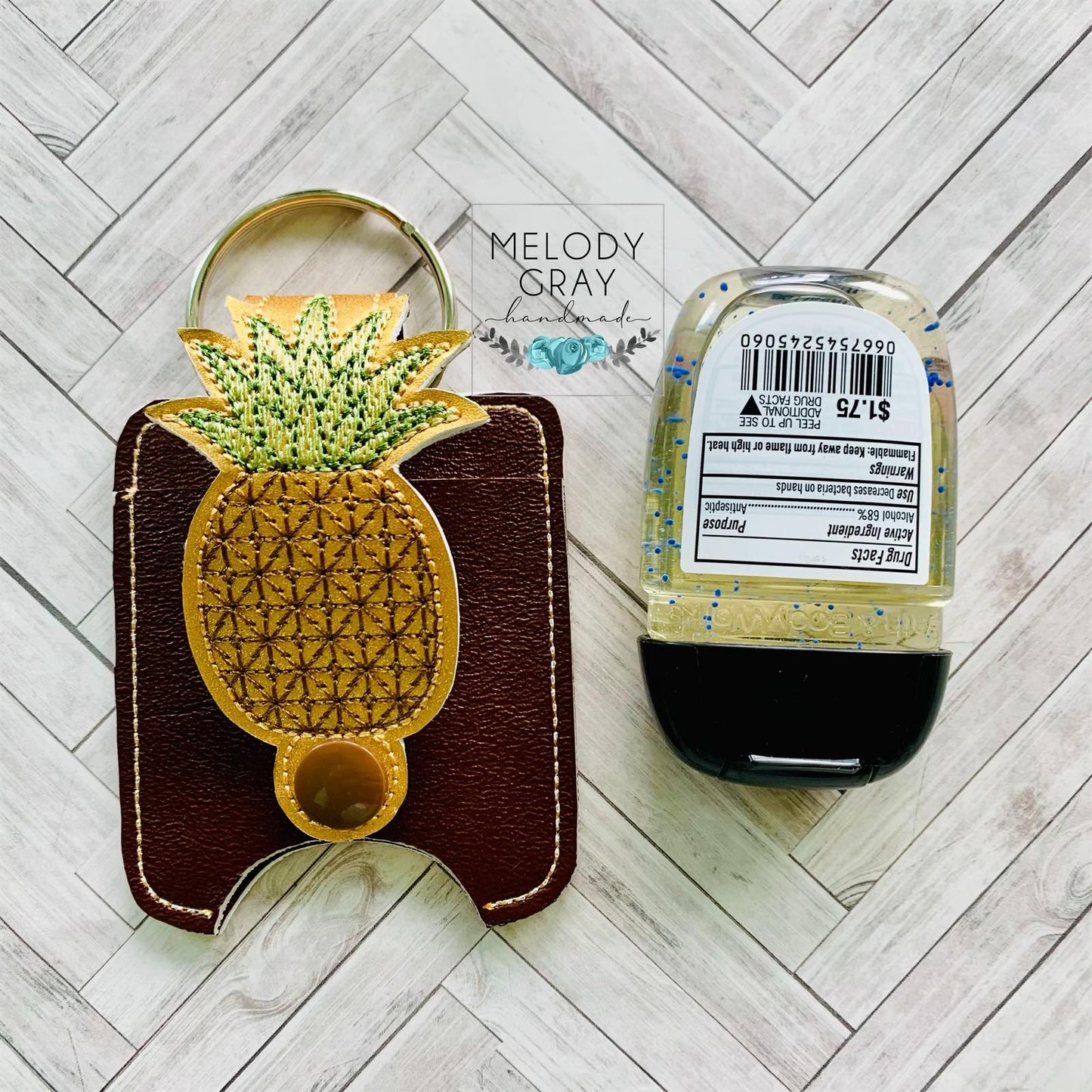 Pineapple Applique Fold Over Sanitizer Holder 5x7- DIGITAL Embroidery DESIGN
