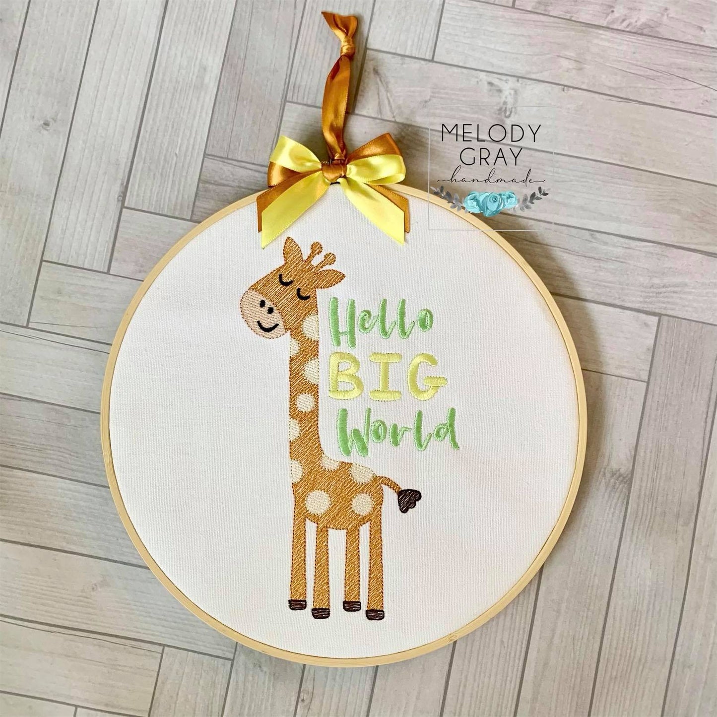 Hello Big World - 3 sizes- Digital Embroidery Design