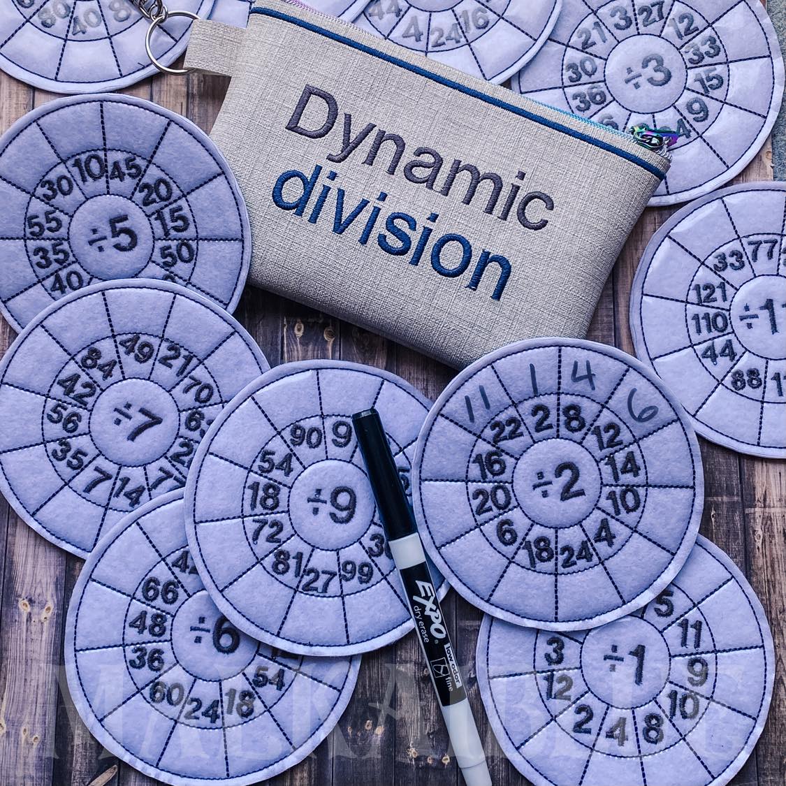 Dynamic Division Set with zipper bag - Digital Embroidery Design