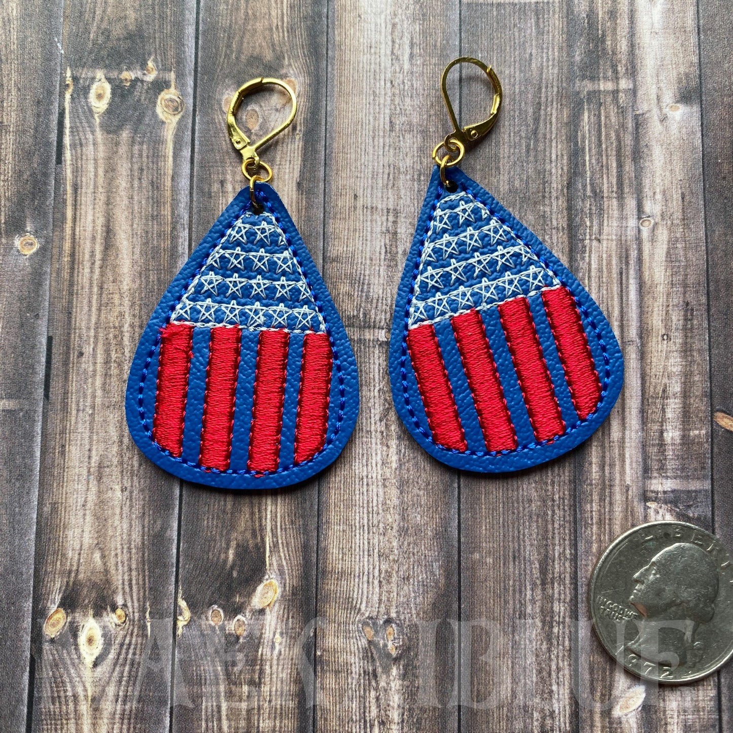 Stars and Stripes Earrings - 2 Sizes - Digital Embroidery Design
