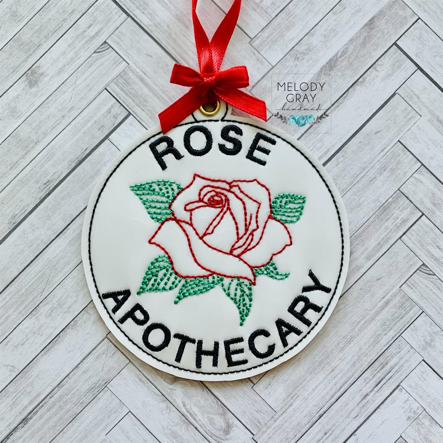 Rose Apothecary Ornament - Digital Embroidery Design