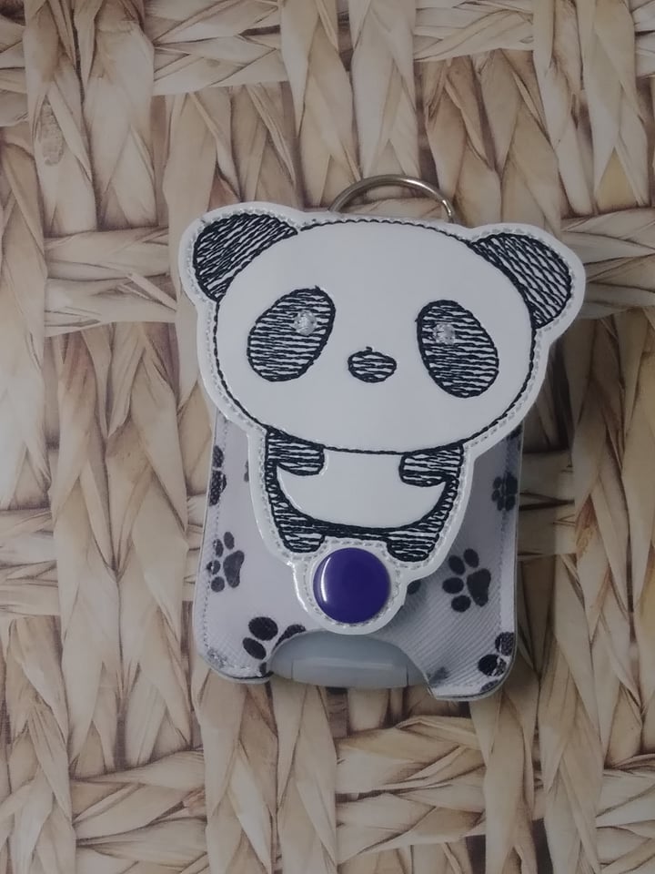 Kawaii Panda Applique Fold Over Sanitizer Holder 5x7- DIGITAL Embroidery DESIGN
