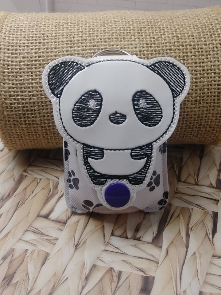 Kawaii Panda Applique Fold Over Sanitizer Holder 5x7- DIGITAL Embroidery DESIGN