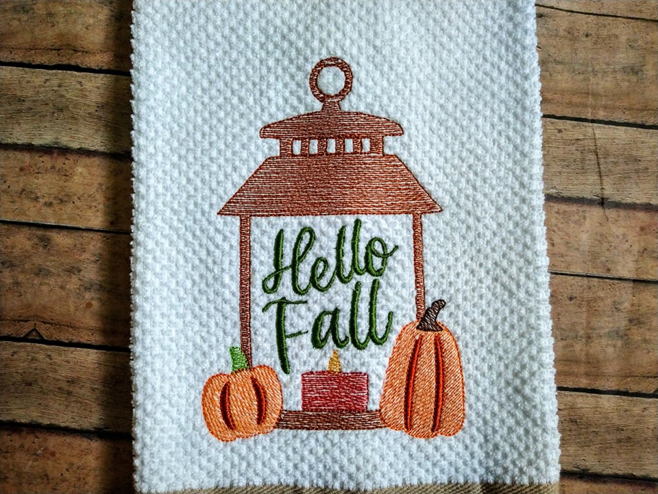 Hello Fall - 3 sizes- Digital Embroidery Design