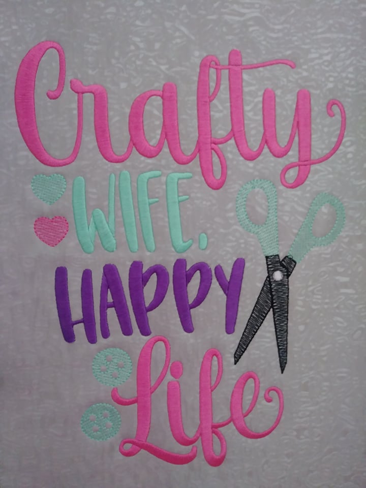Crafty Wife, Happy Life - 3 sizes- Digital Embroidery Design