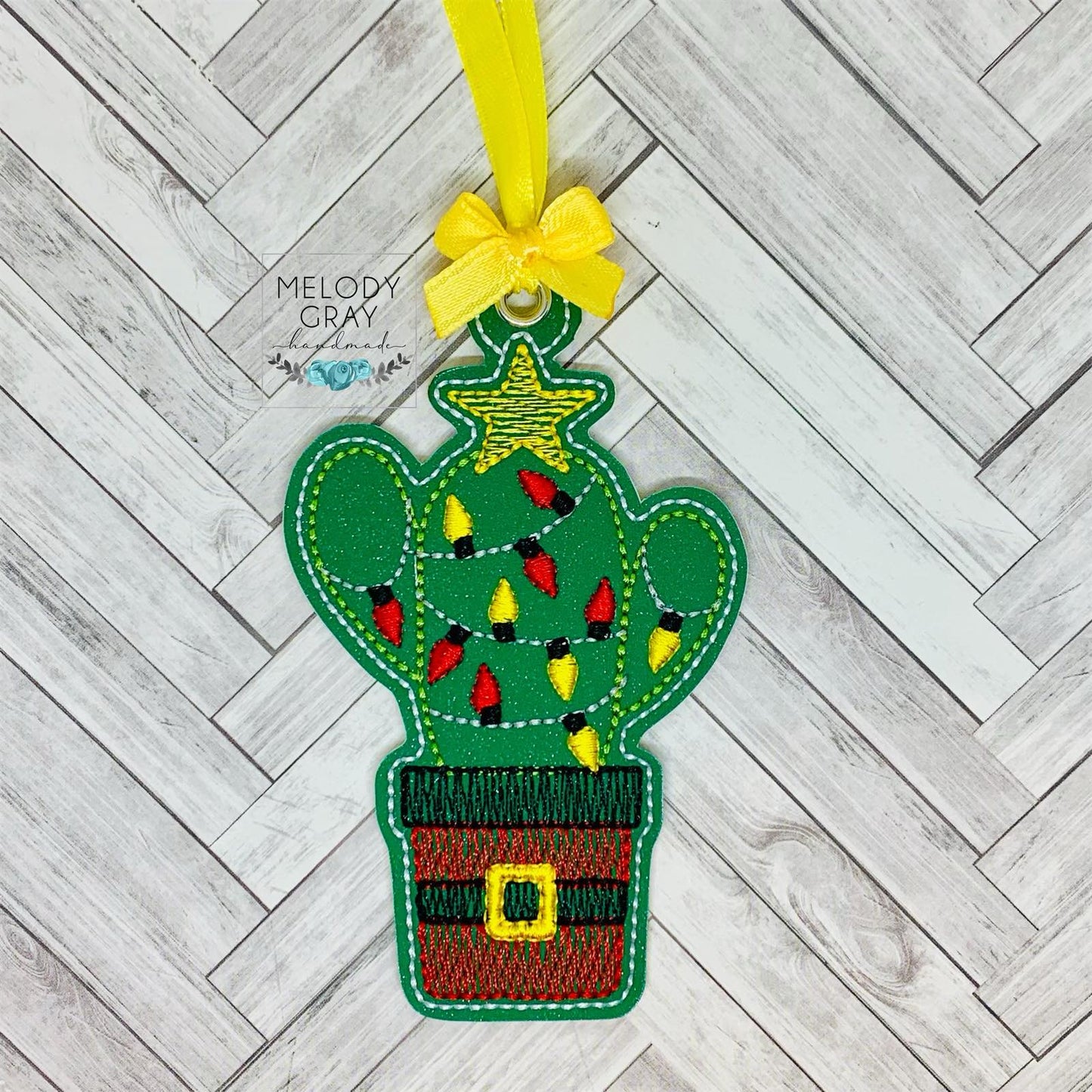 Santa Pot Cactus Ornament - Digital Embroidery Design