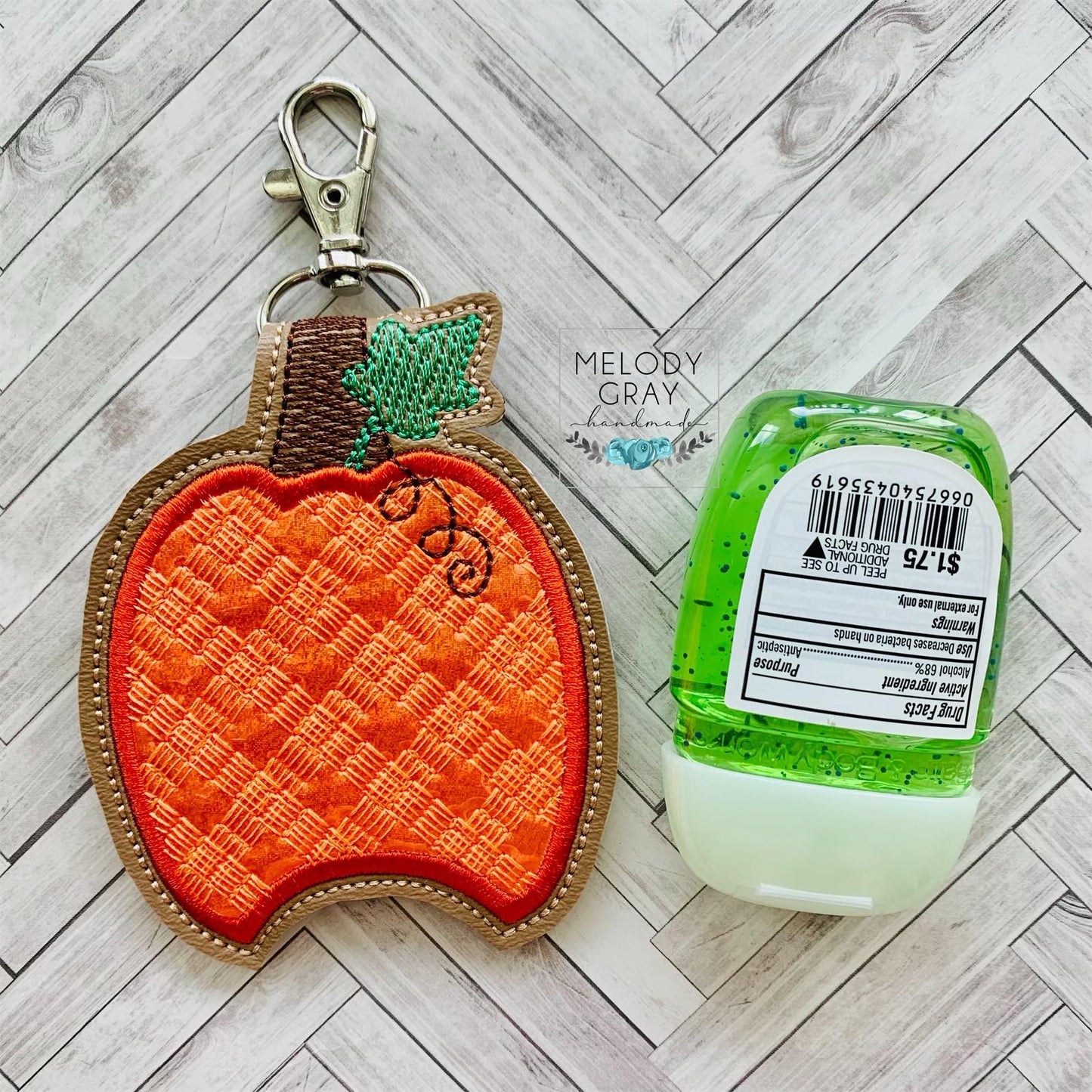 Plaid Pumpkin Applique Fold Over Sanitizer Holder 5x7- DIGITAL Embroidery DESIGN