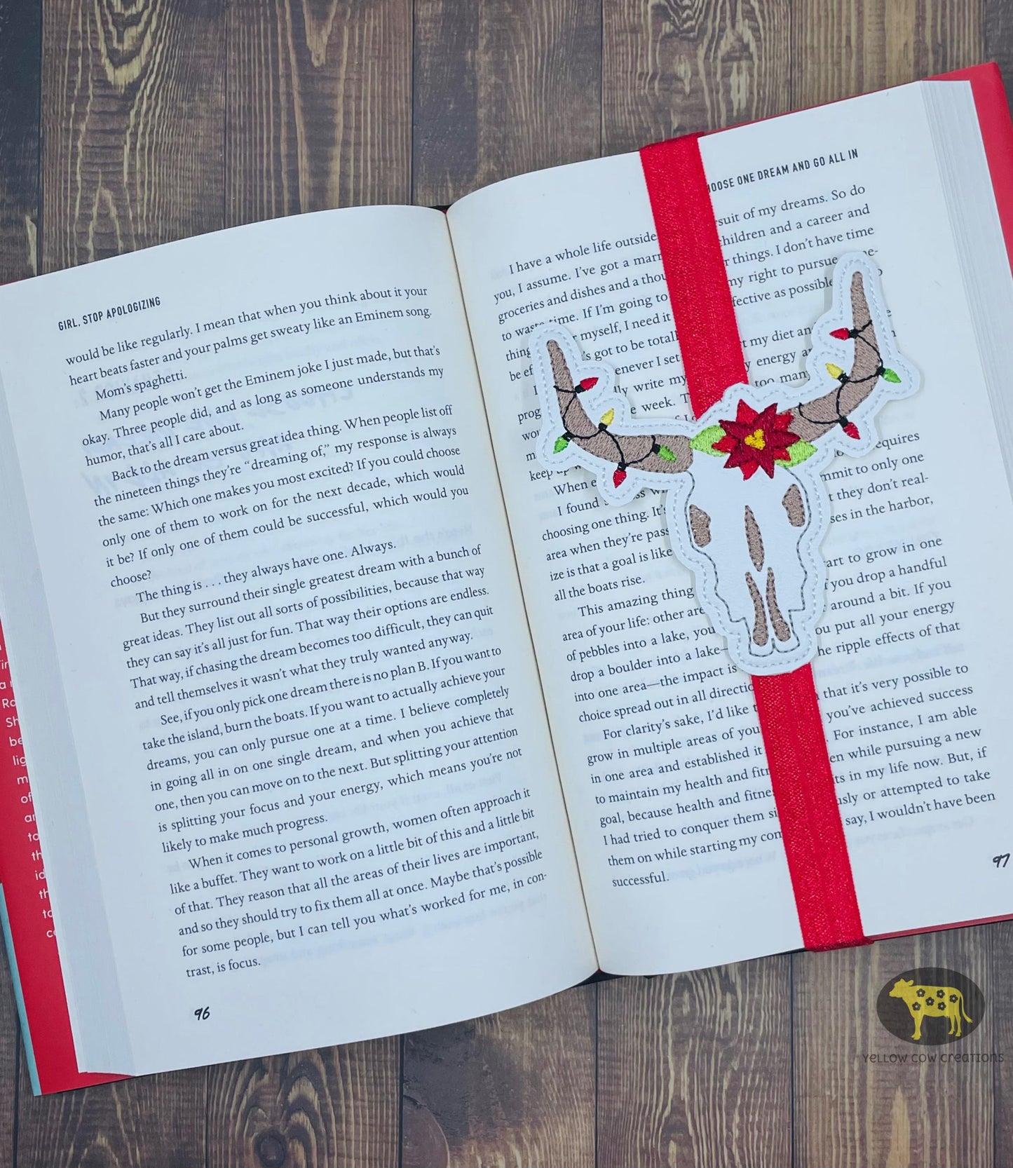 Longhorn Christmas Book Band - Embroidery Design, Digital File