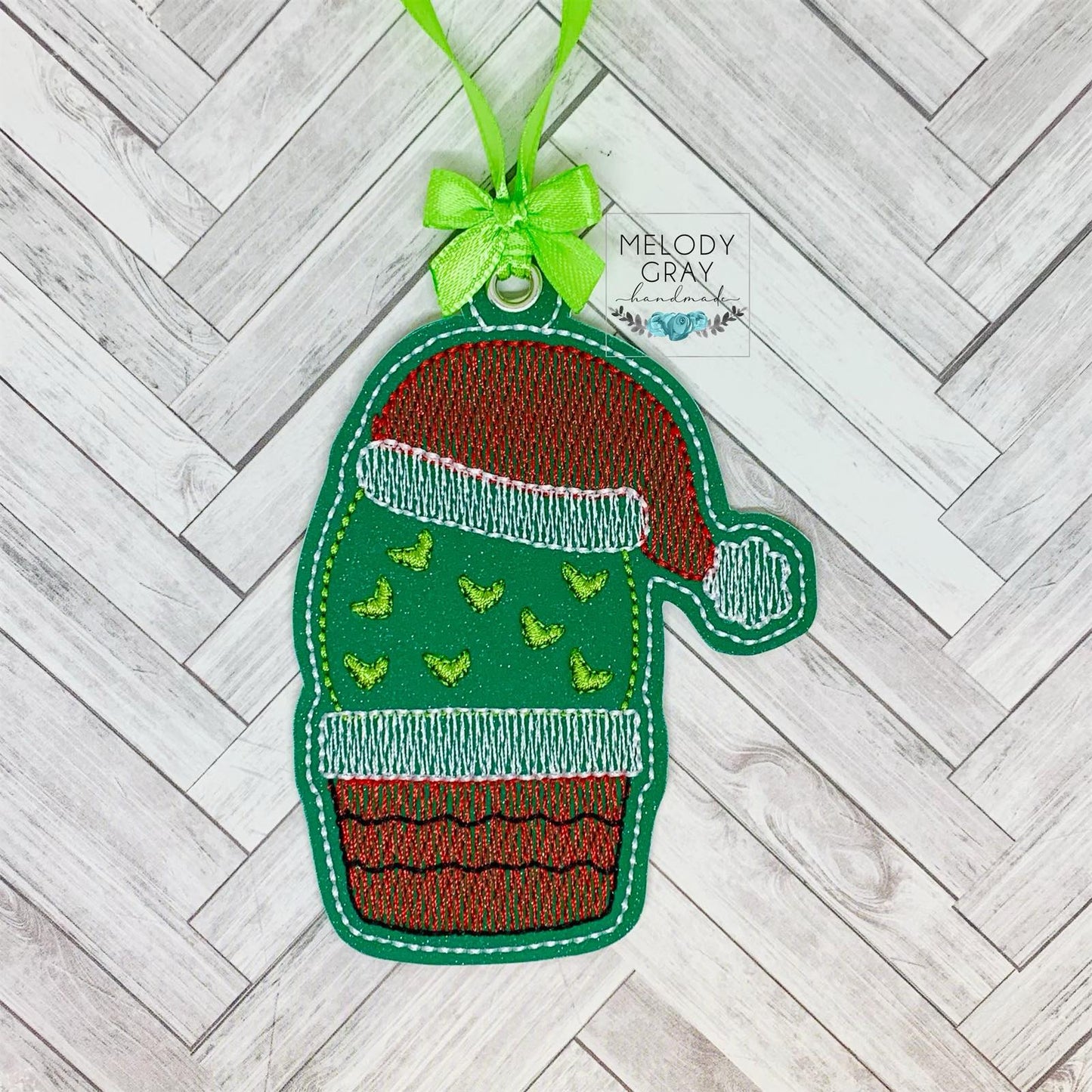Santa Hat Cactus Ornament - Digital Embroidery Design