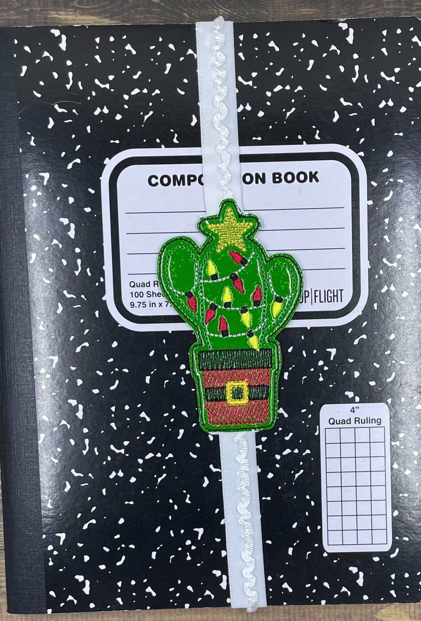 Santa Pot Cactus Book Band - Embroidery Design, Digital File