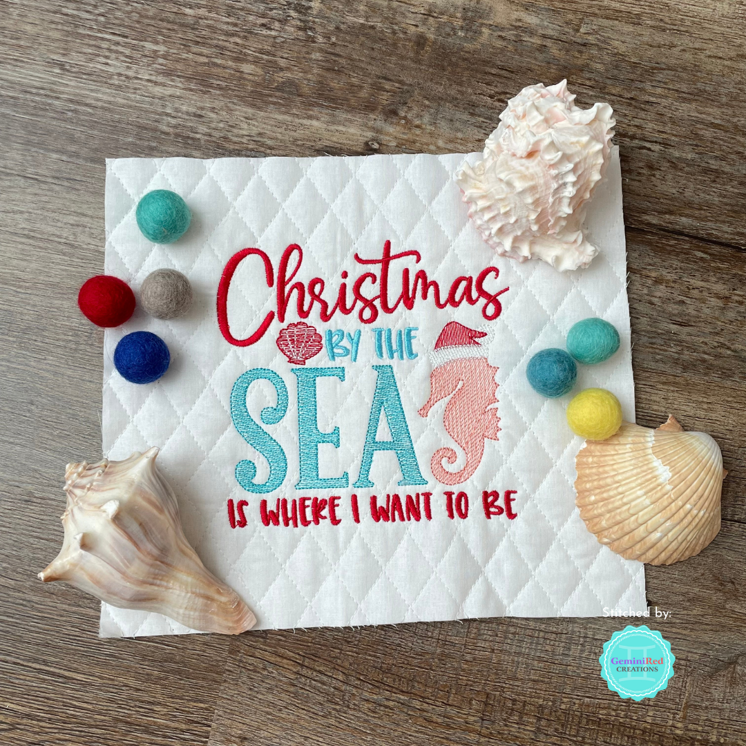 Christmas By The Sea - 3 sizes- Digital Embroidery Design