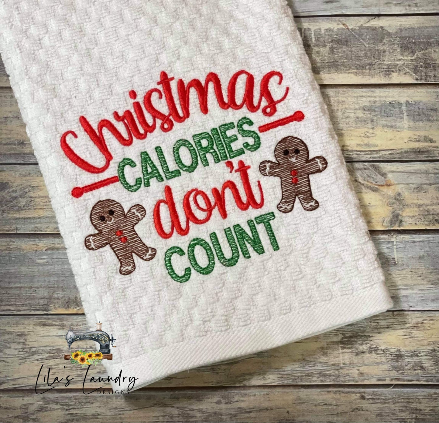 Christmas Calories Don't Count Gingerbread - 3 sizes- Digital Embroidery Design