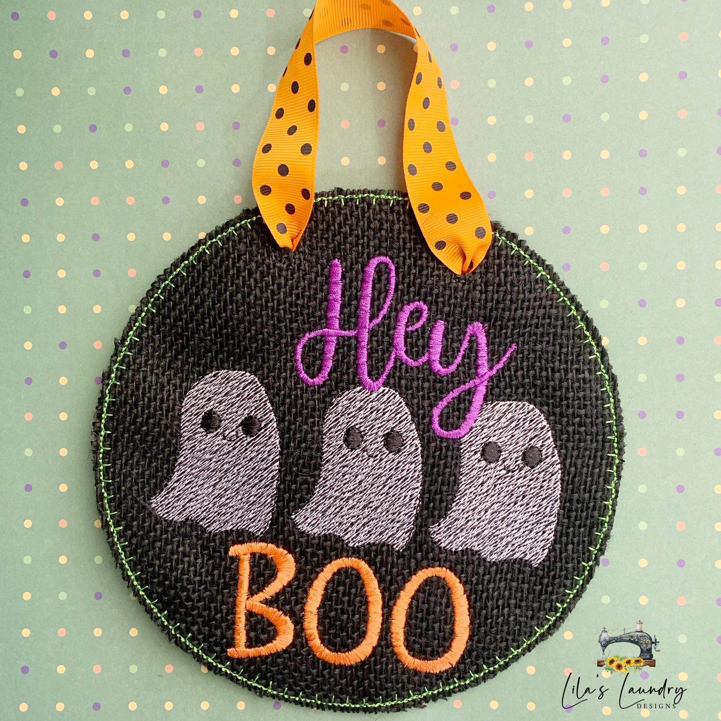 Hey Boo Sketch Door Sign - 3 sizes - Digital Embroidery Design