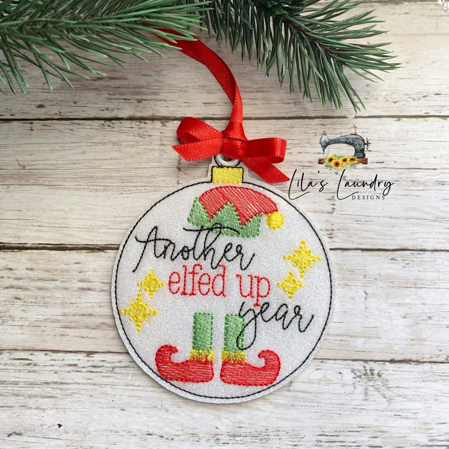 Another Elfed Up Year Ornament - Digital Embroidery Design