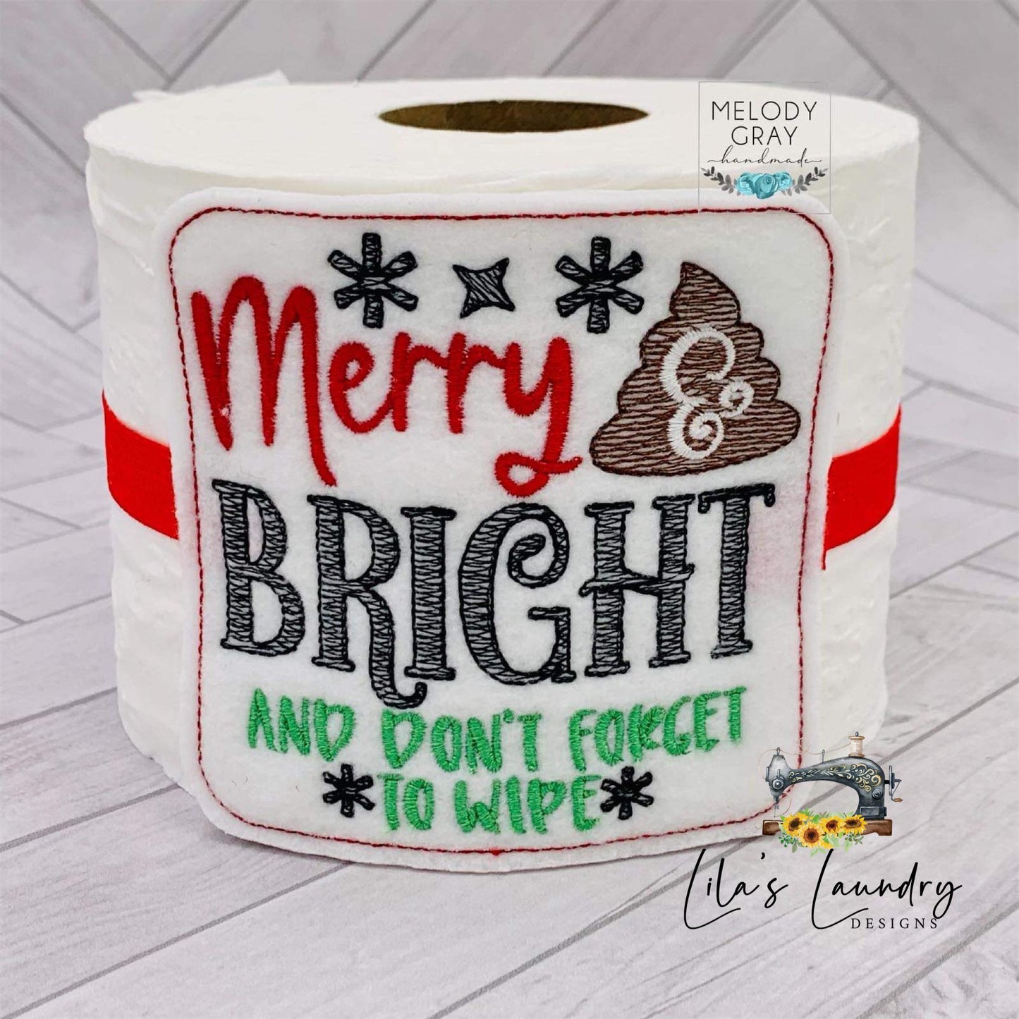 Merry & Bright - TP tie 4x4 - DIGITAL Embroidery DESIGN