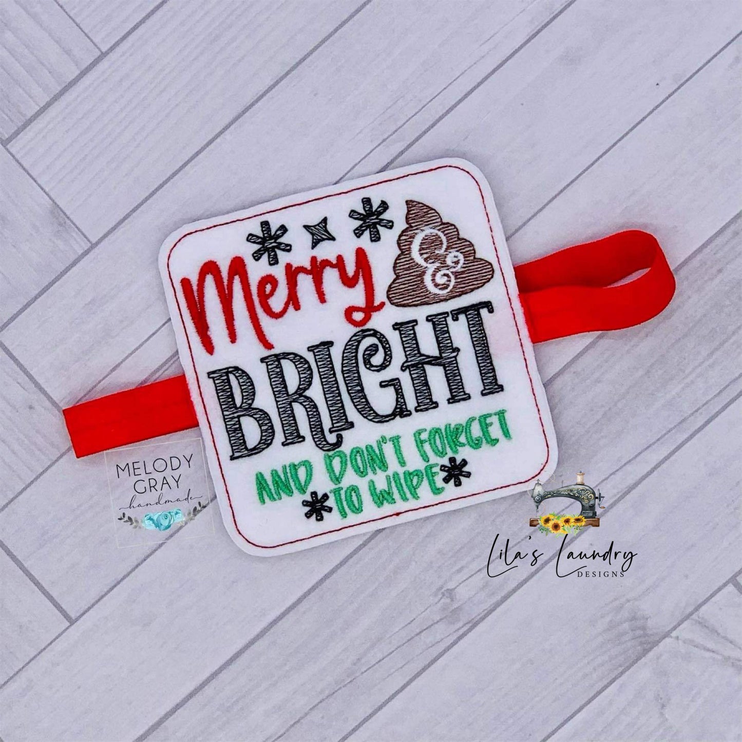 Merry & Bright - TP tie 4x4 - DIGITAL Embroidery DESIGN