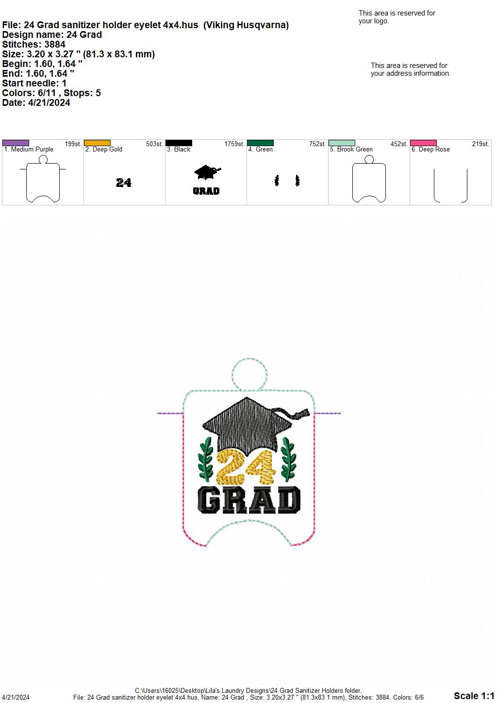 24 Grad Sanitizer Holders - Digital Embroidery Design