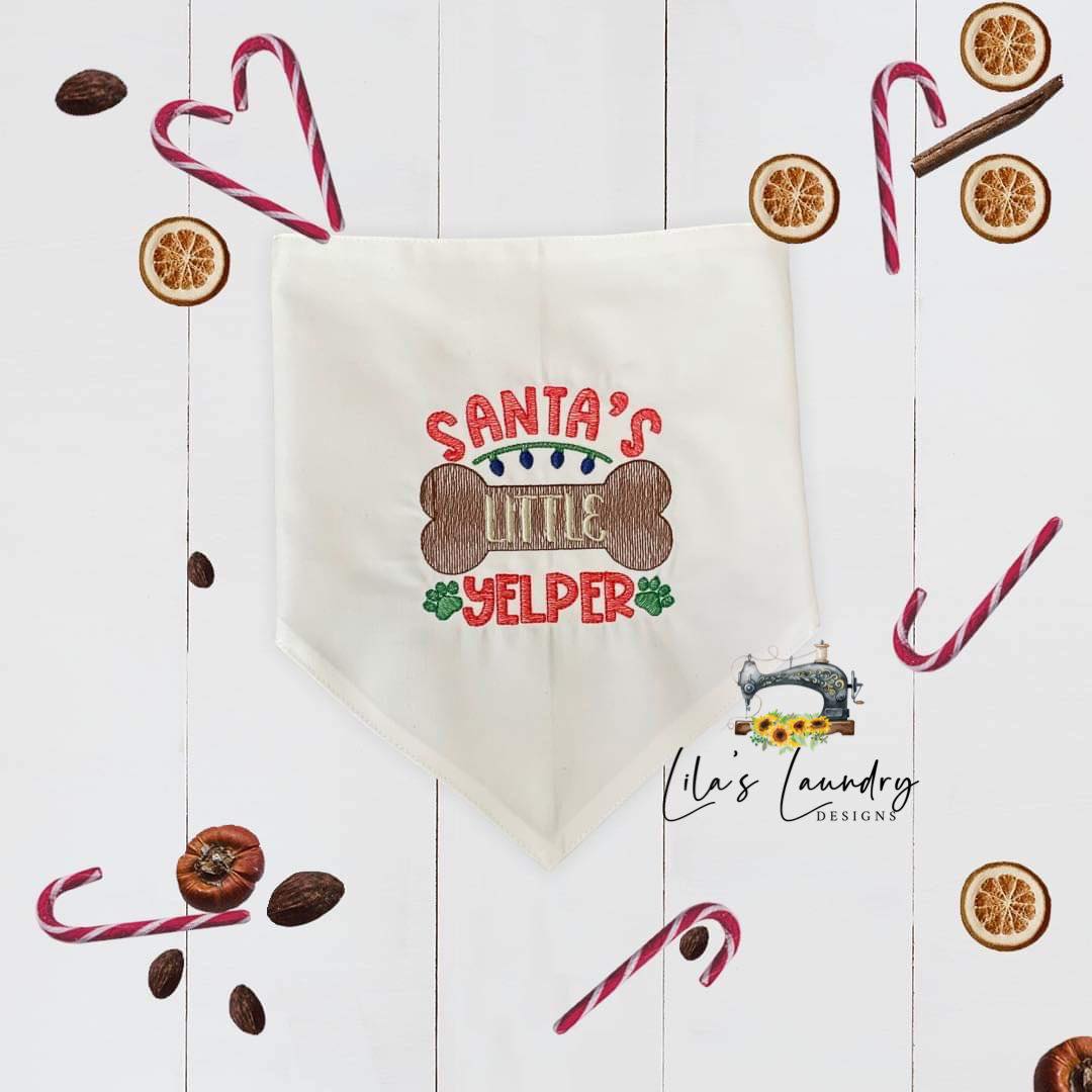 Santa's Little Yelper - 4 sizes- Digital Embroidery Design