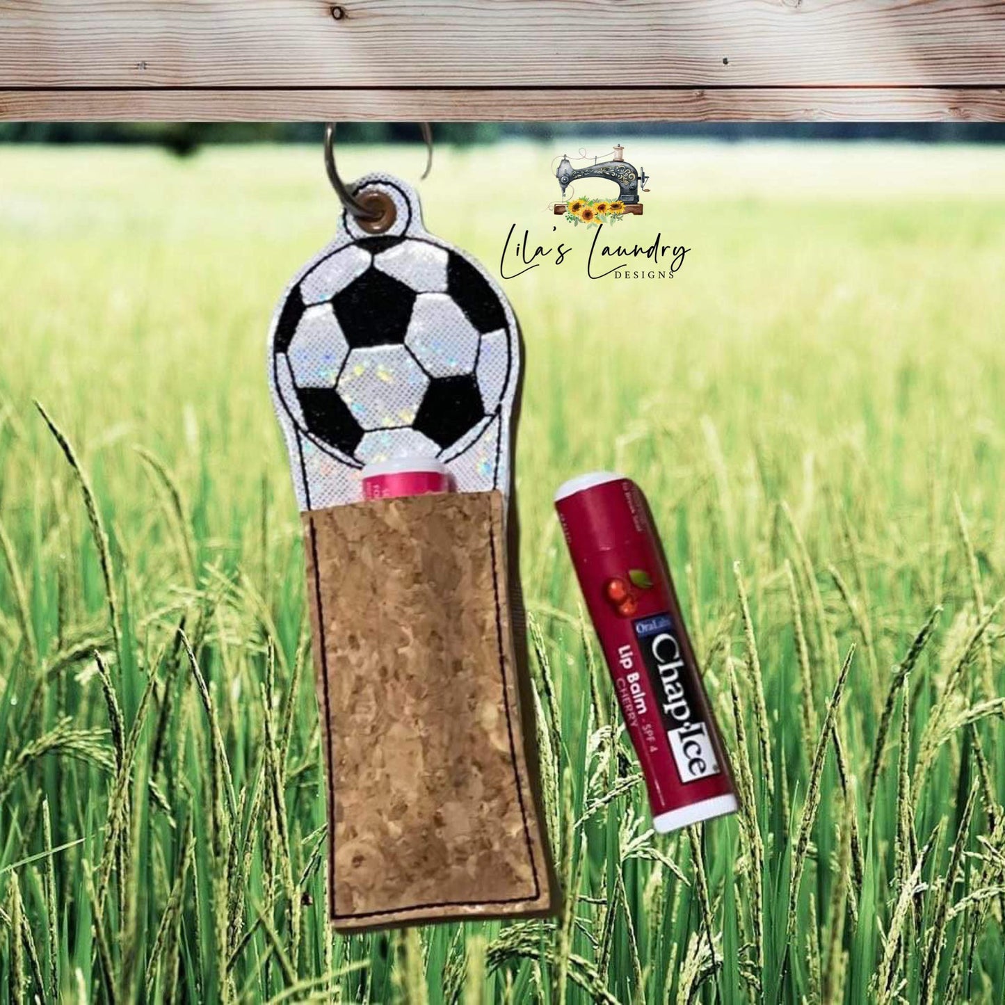 Soccer Ball Lip Balm Holder 5x7 - DIGITAL Embroidery DESIGN