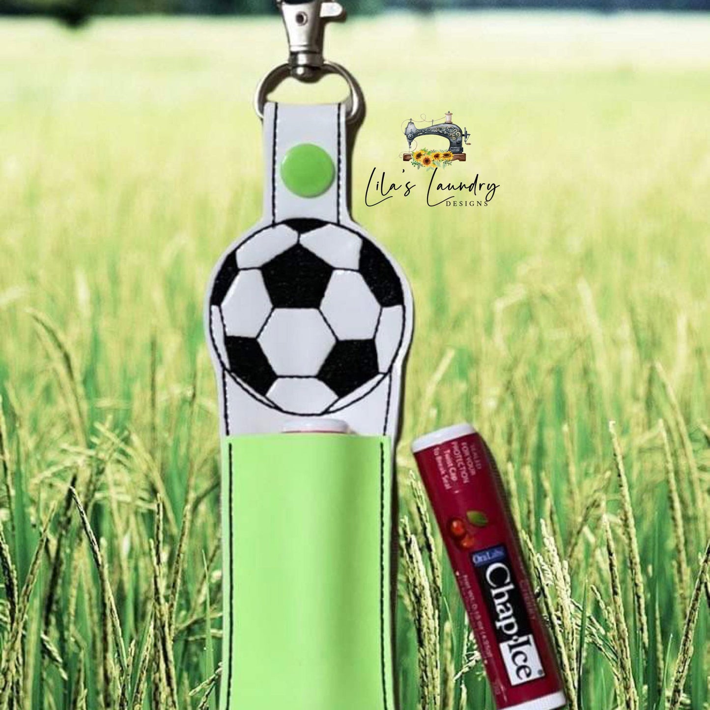 Soccer Ball Lip Balm Holder 5x7 - DIGITAL Embroidery DESIGN