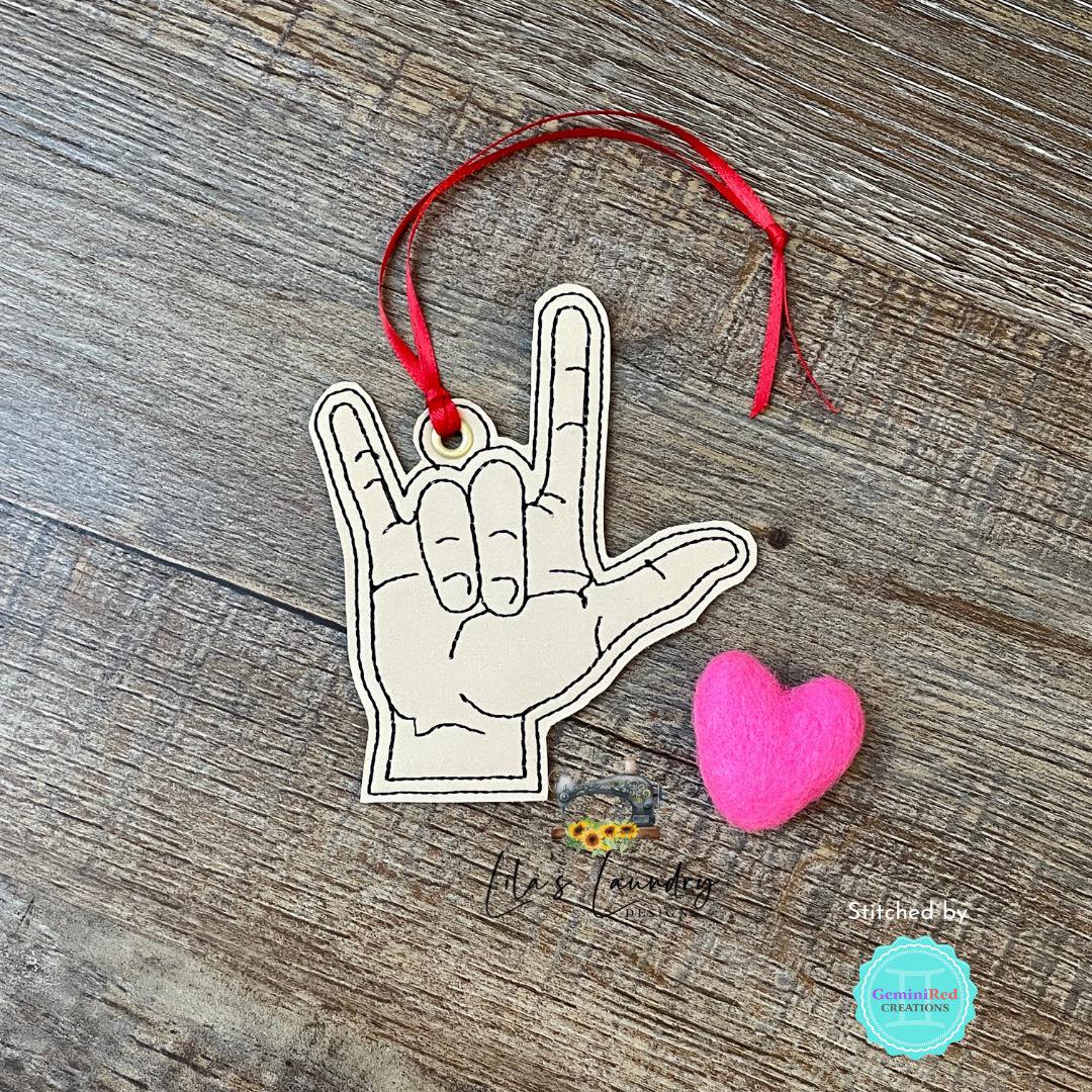ASL I Love You Ornament - Digital Embroidery Design