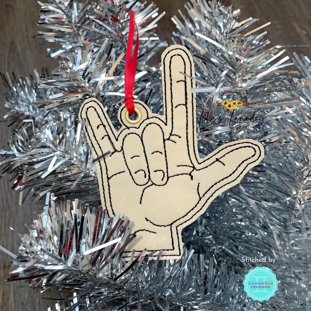 ASL I Love You Ornament - Digital Embroidery Design