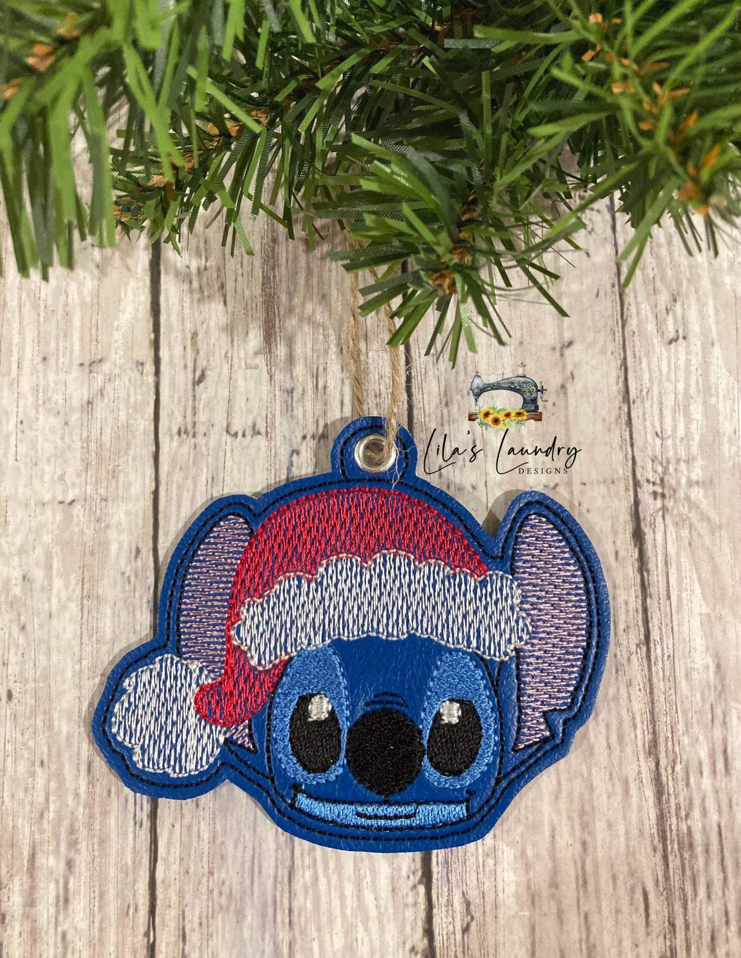 Blue Alien Friend Santa Hat Ornament - Digital Embroidery Design