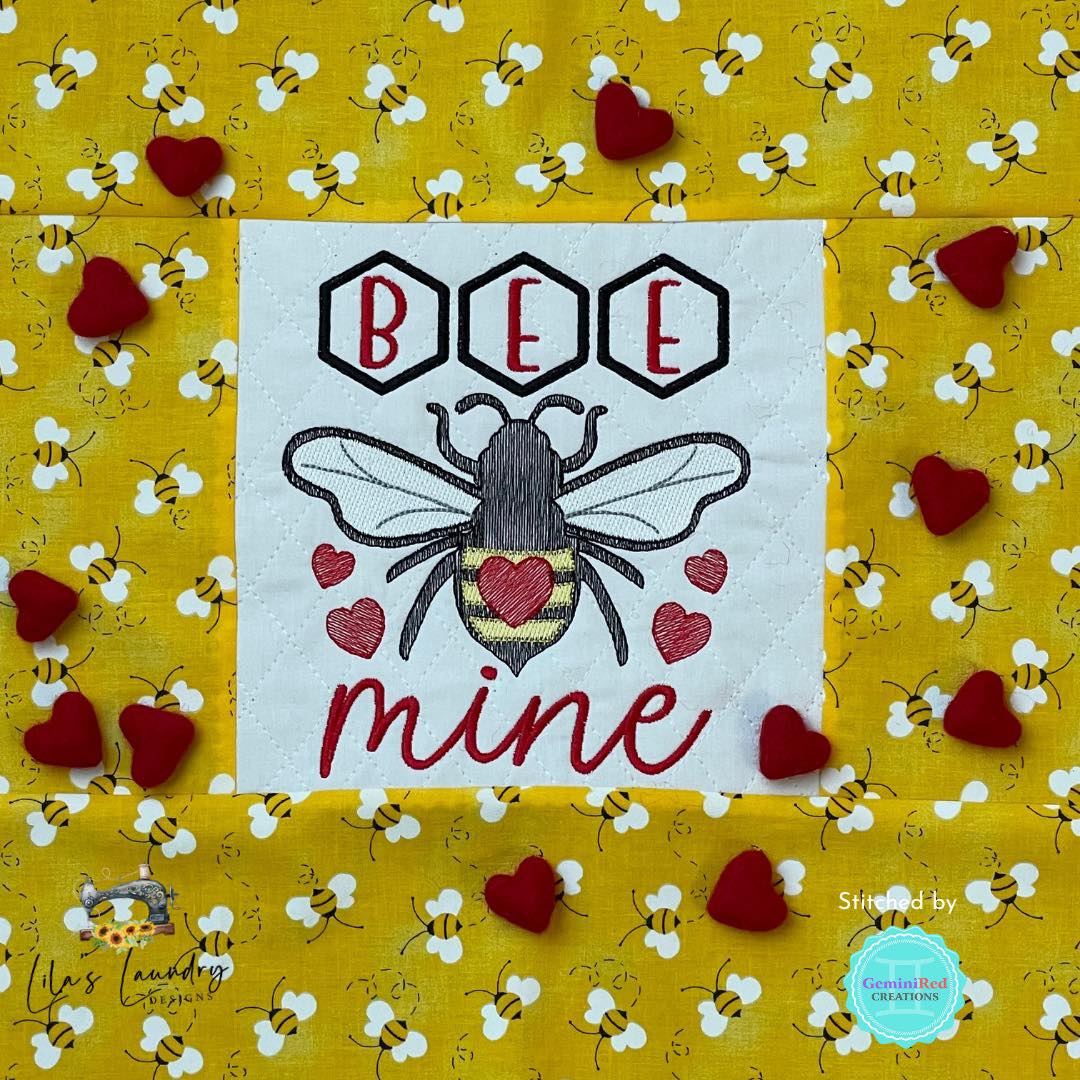 Bee Mine Sketch - 3 sizes- Digital Embroidery Design