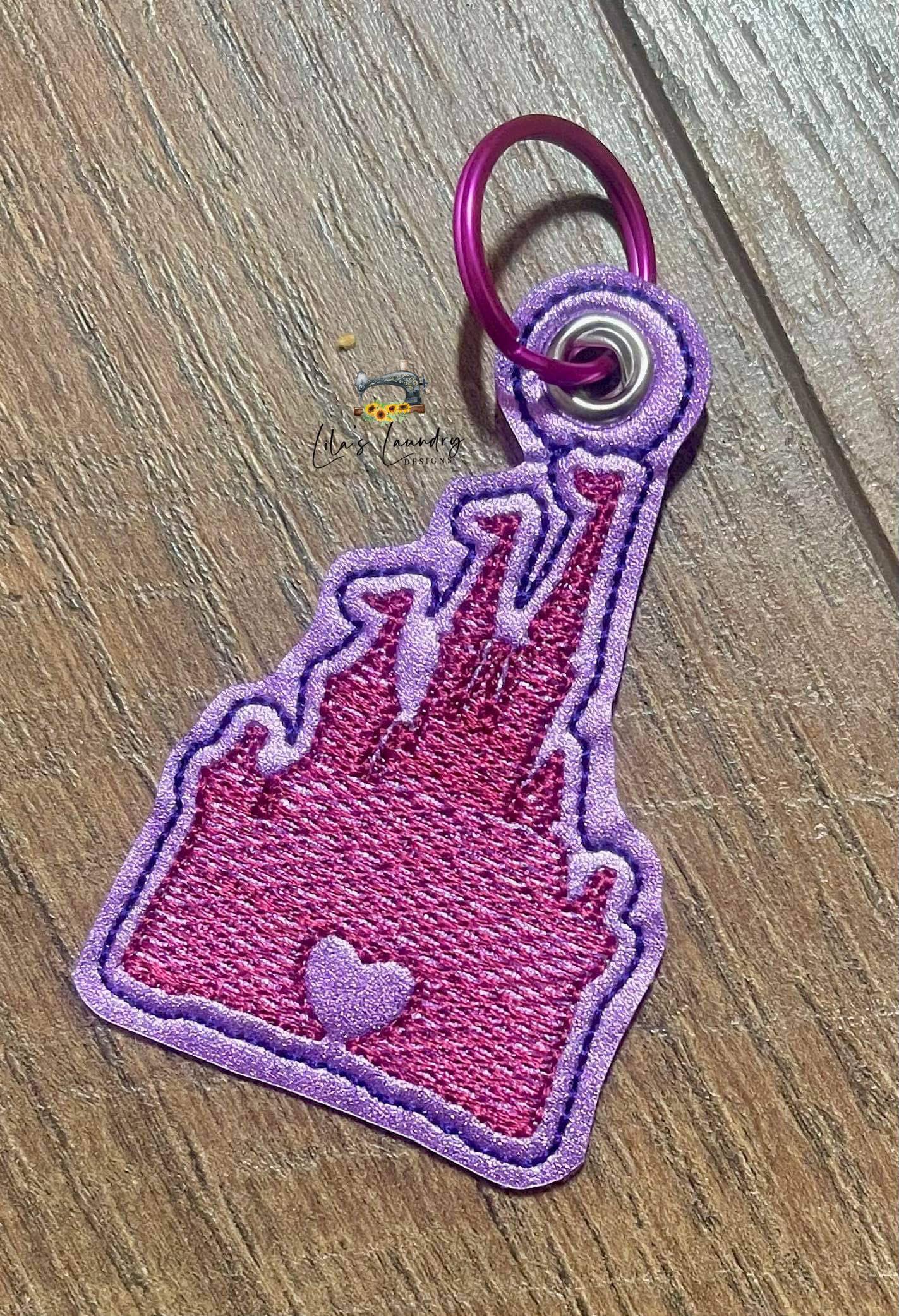 Castle with heart Fobs - DIGITAL Embroidery DESIGN