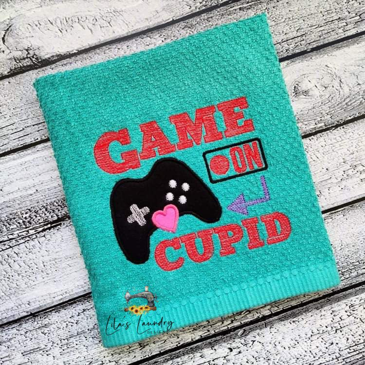 Game on Cupid Applique - 3 sizes- Digital Embroidery Design