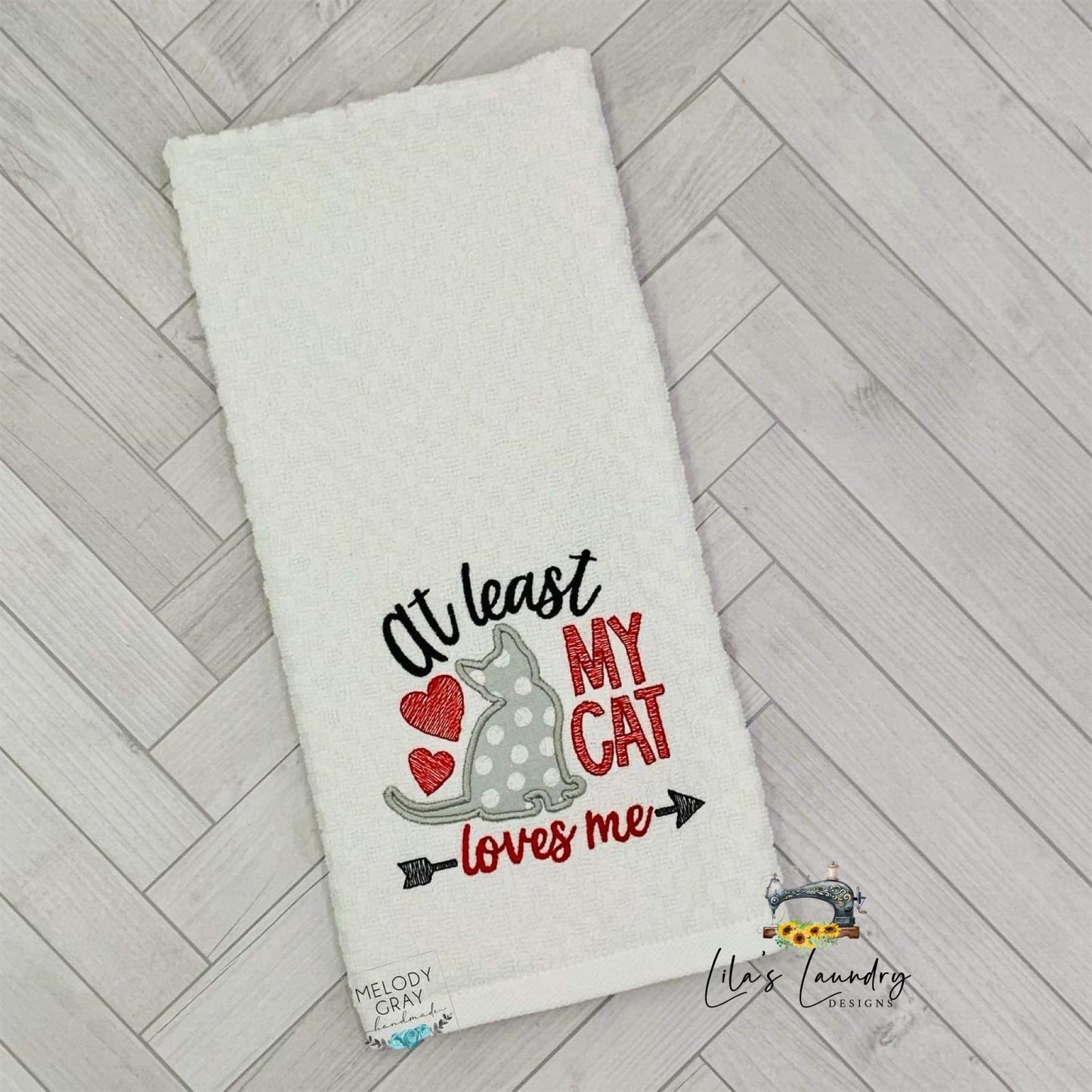 My Cat Loves Me Applique - 3 sizes- Digital Embroidery Design