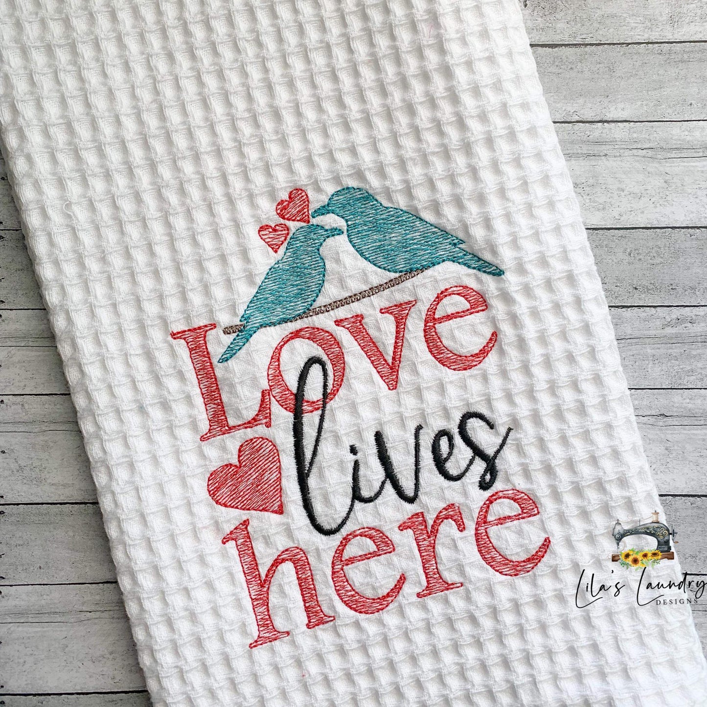 Love Lives Here - 3 sizes- Digital Embroidery Design