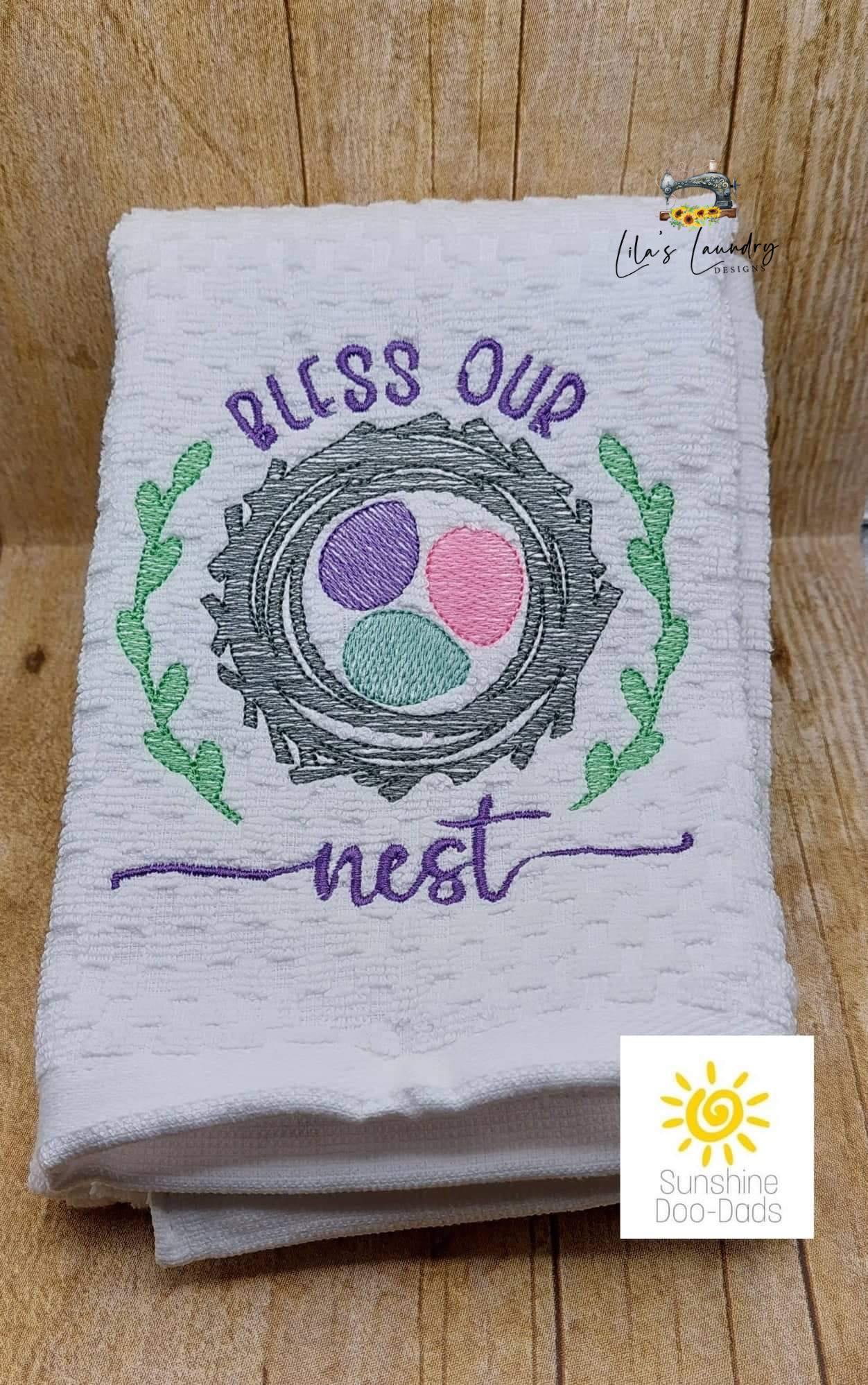 Bless Our Nest Sketch - 4 sizes- Digital Embroidery Design